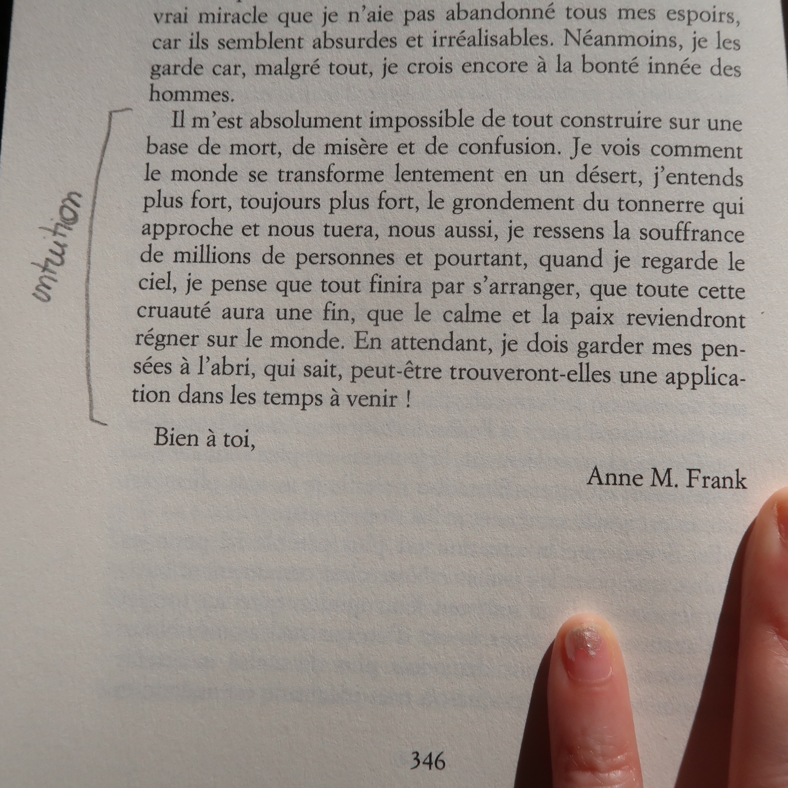 intuition, anne franck, auteurdemavie.com